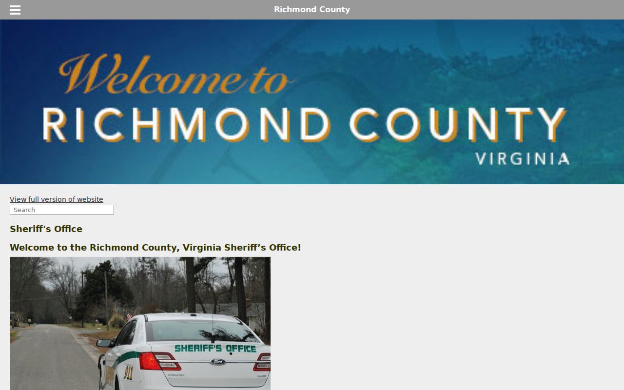 Richmond County Sheriff's Office services page for local arrest records