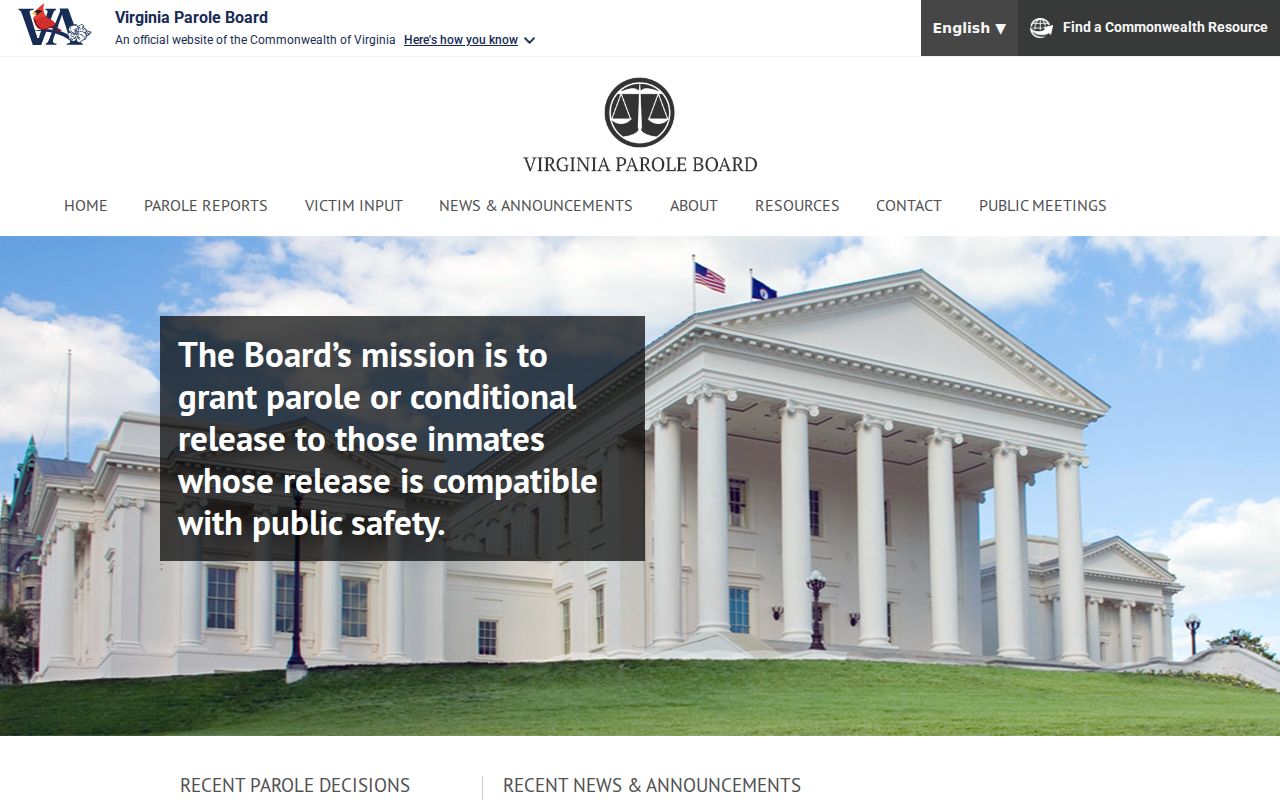 Richmond County criminal history Virginia Parole Board information